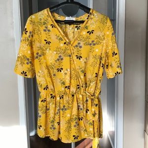 Sienna Sky Yellow Floral Wrap Blouse